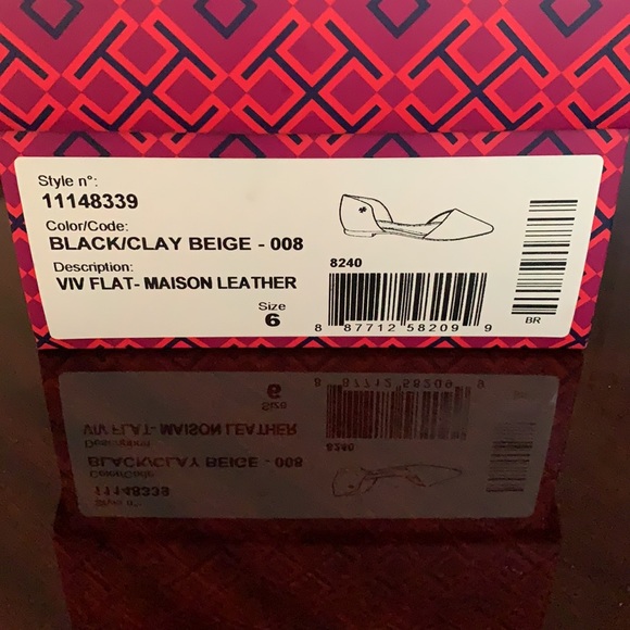 Tory Burch Two-Tone Black / Clay Beige Leather Flats - Picture 13 of 15
